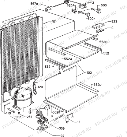 Взрыв-схема холодильника Zanussi Z240F - Схема узла Cooling system 017